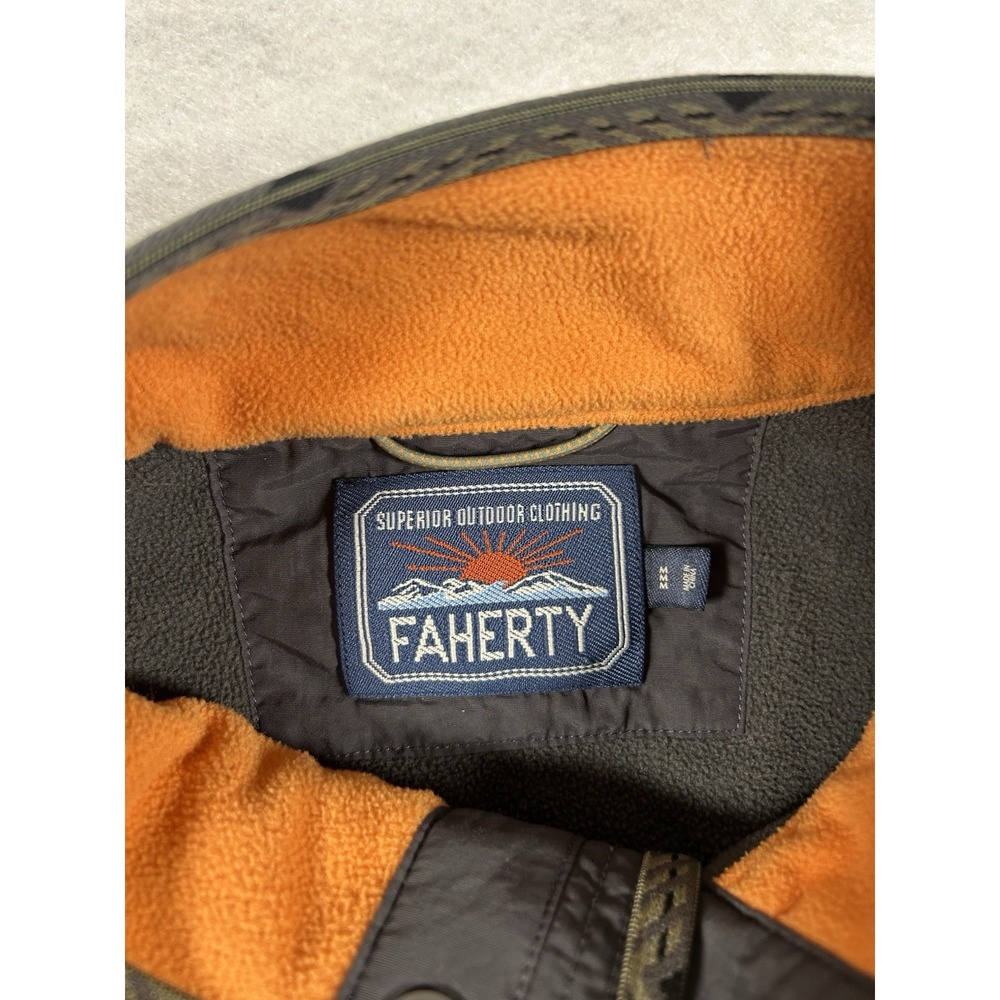 Faherty Fleece Pullover Mens Medium Grey Green Colorblock Quarter Snap Outdoor - Picture 3 of 10